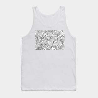 Paths, black and white abstract curvy lines design Tank Top